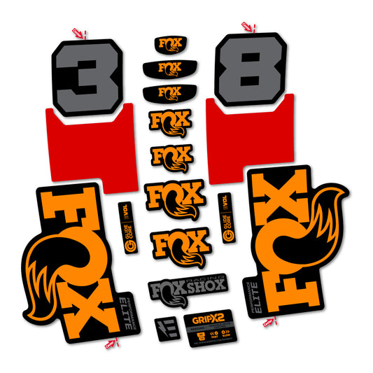 Stickers for Fox 38 Elite 2027, Fork vinyl decals - Saffron Yellow