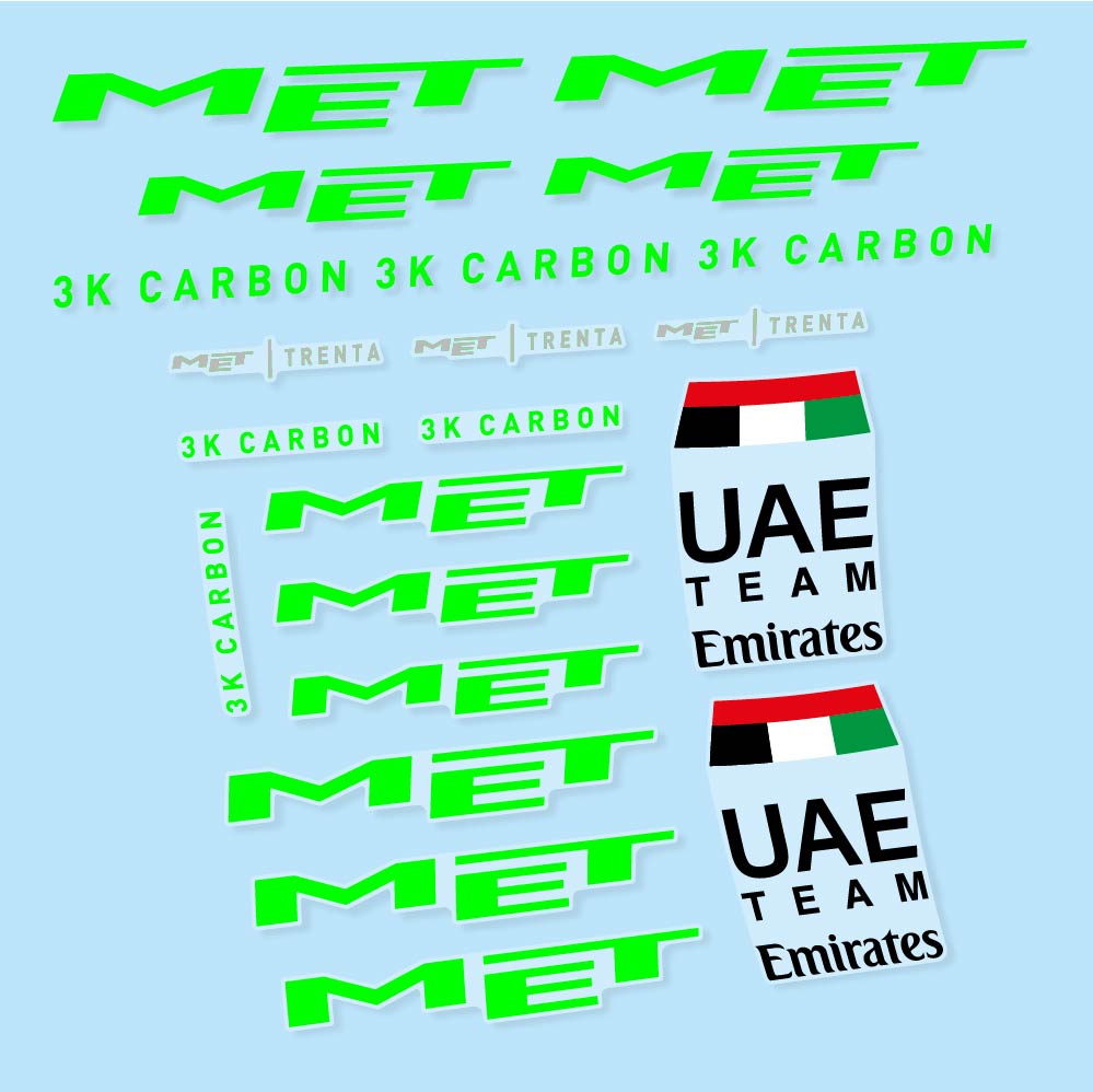 Decal MET Trenta 3K Carbon UAE, Helmet, bike sticker vinyl