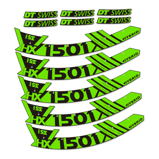 Stickers for DT Swiss HX1501 35 Hybrid, Mountain Wheel 29" vinyl decals - Apple Green