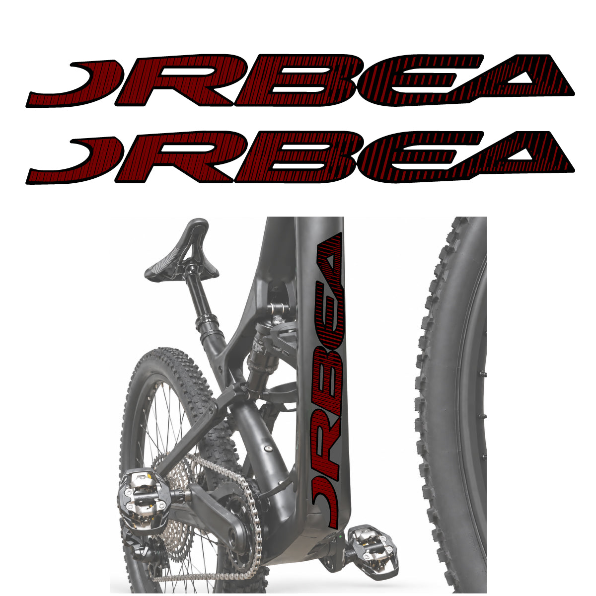 Compatible Stickers for Orbea Oiz 2020, Down Tube Lettering vinyl decals - Very Dark Red