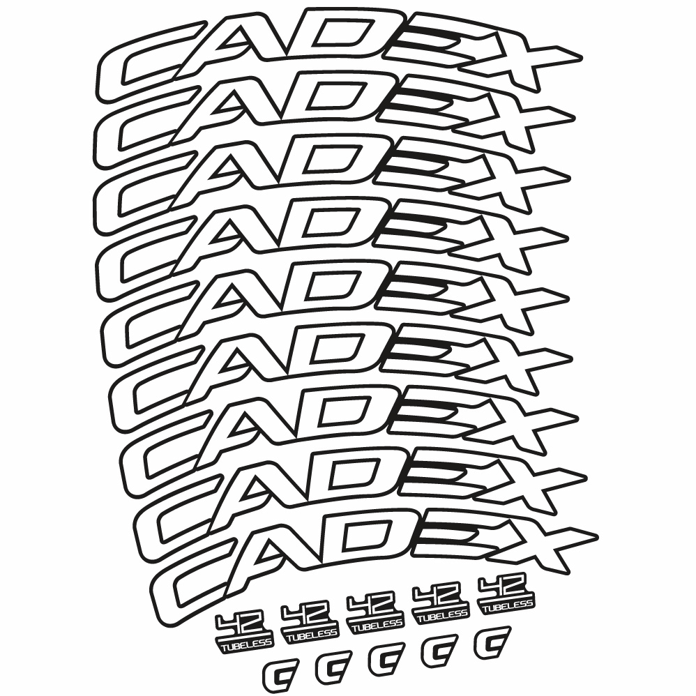 Aufkleber CADEX 42 Tubeless Schuhbremse, Straßenrad 42, Fahrradaufkleber Vinyl