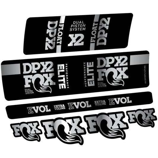 Chrome Silver decal for Fox Elite DPX2 2019 rear shock – bike sticker vinyl