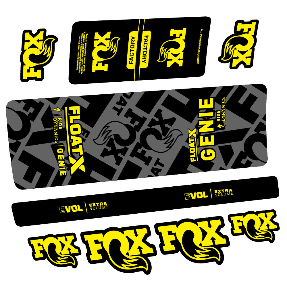 Aufkleber Fox Float X Genie, Hinterraddämpfer, Fahrradaufkleber Vinyl