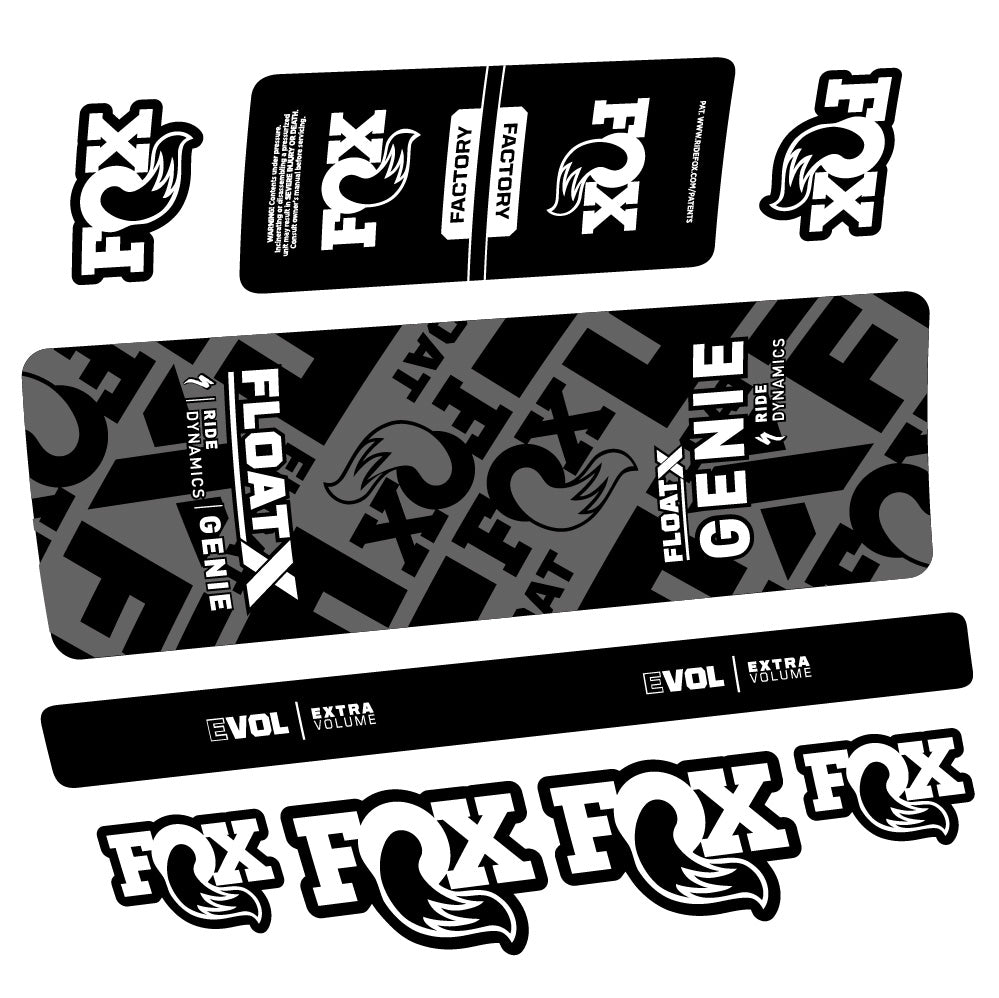 Aufkleber Fox Float X Genie, Hinterraddämpfer, Fahrradaufkleber Vinyl