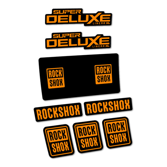 Stickers for RockShox Super Deluxe Base 2027, Rear Shock vinyl decals - Saffron Yellow