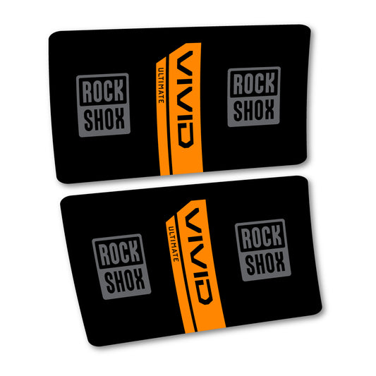 Stickers for RockShox Vivid Coil Ultimate Flight Attendant 2027, Rear Shock vinyl decals - Saffron Yellow