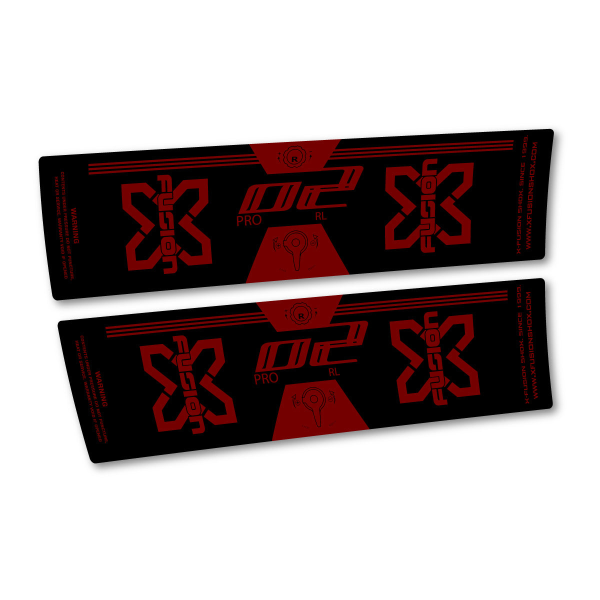 Compatible Stickers for Xfusion 02 Pro RL 2018, Shock Absorber vinyl decals - Very Dark Red
