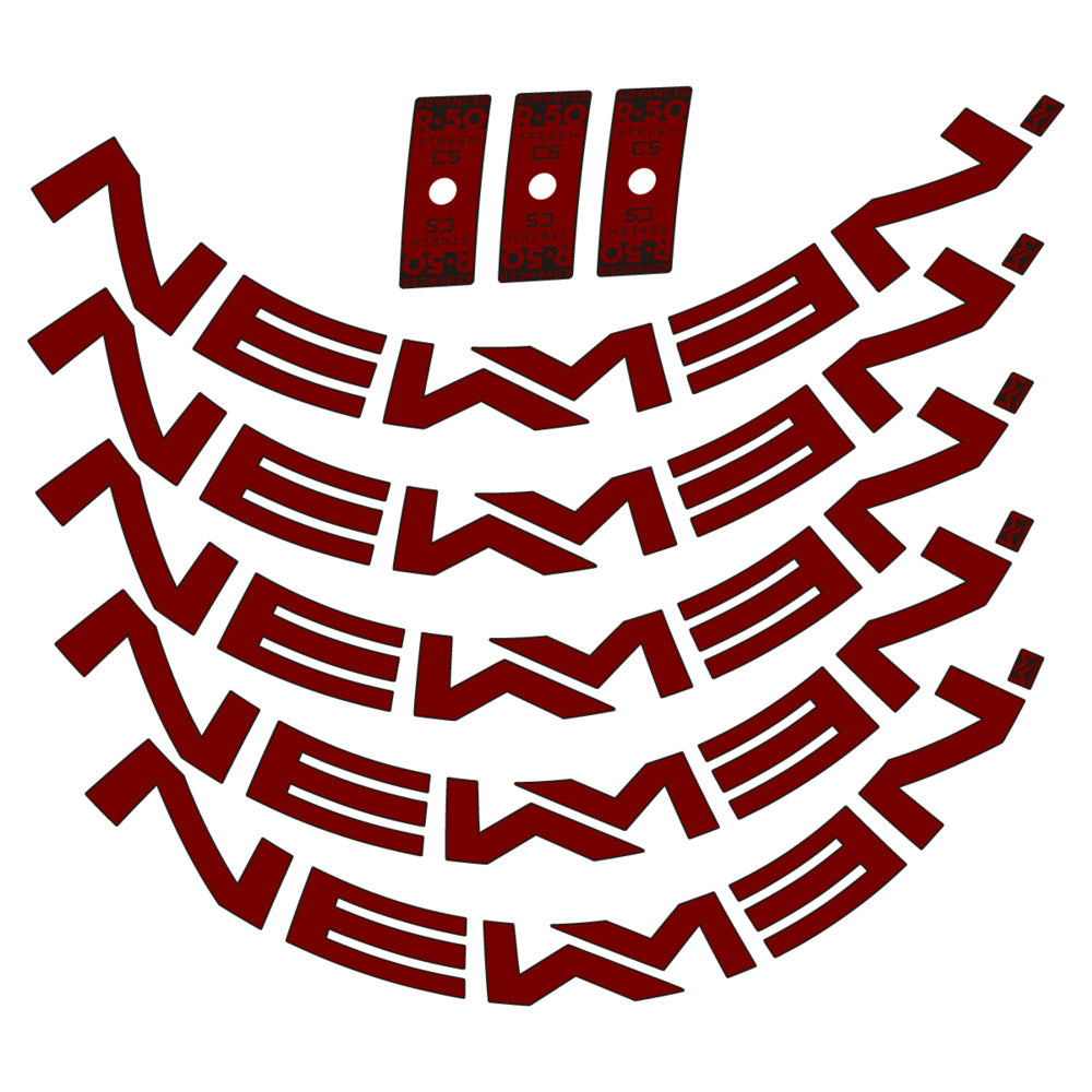 Stickers for Newmen Advanced SL R.50 Streem CS, Road Wheel vinyl decals - Very Dark Red