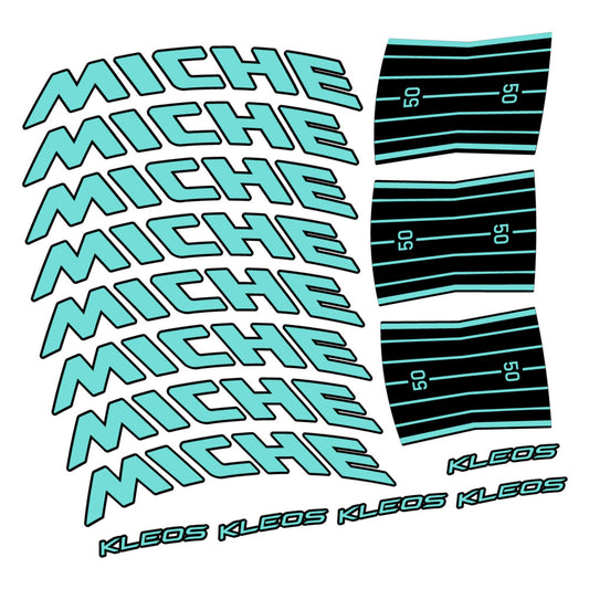 Stickers for Miche Kleos RD 50 Disc, Road Wheel vinyl decals - Blue Green