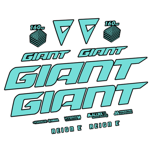Stickers for Giant E-Bike Reign Advanced 2022-2023, Frame vinyl decals - Blue Green