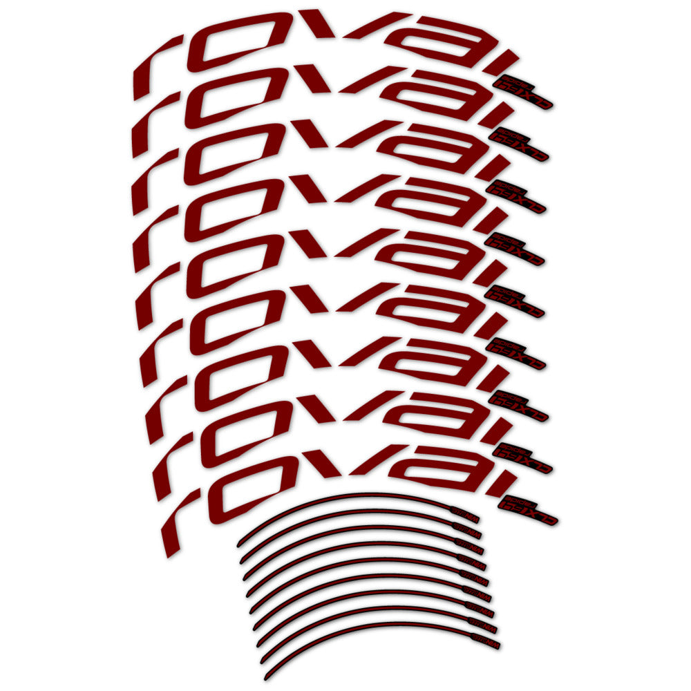 Stickers for Roval CLX 64 Disc, Road Wheel vinyl decals (v2) - Very Dark Red