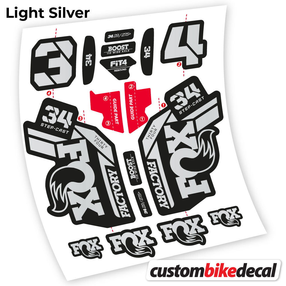 Aufkleber, Fox 34 SC Factory 2021, Fahrradgabel-Aufkleber Vinyl