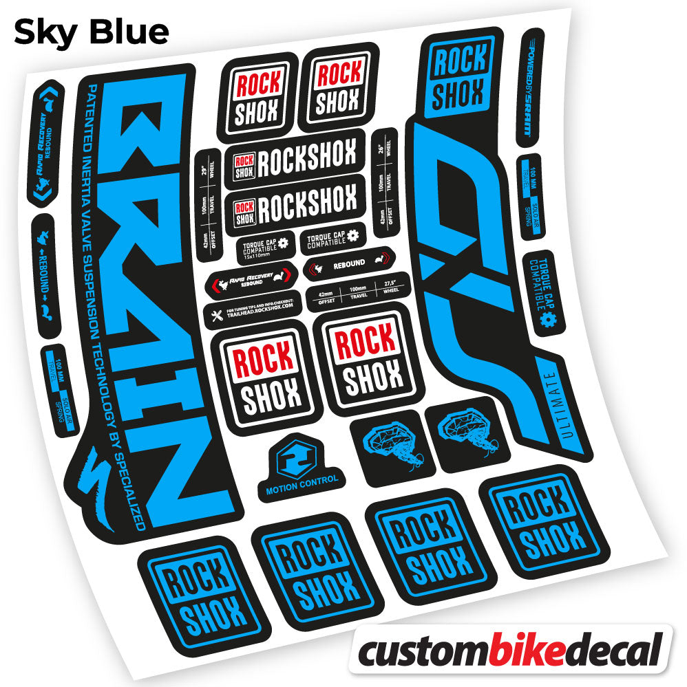 Aufkleber, Rock Shox Sid Brain Ultimate, Fahrradgabel-Aufkleber, Vinyl