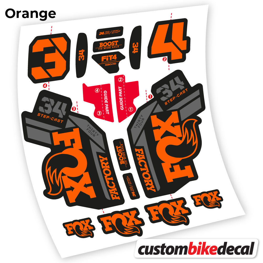 Aufkleber, Fox 34 SC Factory 2021, Fahrradgabel-Aufkleber Vinyl