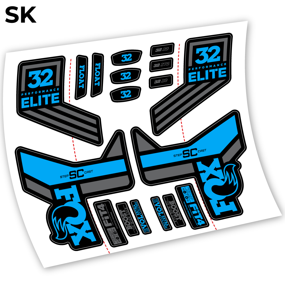 Aufkleber, Fox SC 32 Elite Performance 2018, Fahrradgabel-Aufkleber Vinyl