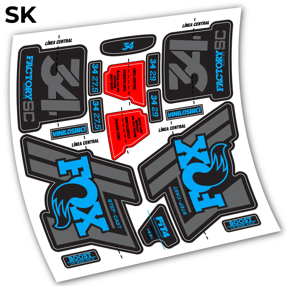 Aufkleber Fox 34 Step Cast 2019, Fahrradgabel-Aufkleber Vinyl
