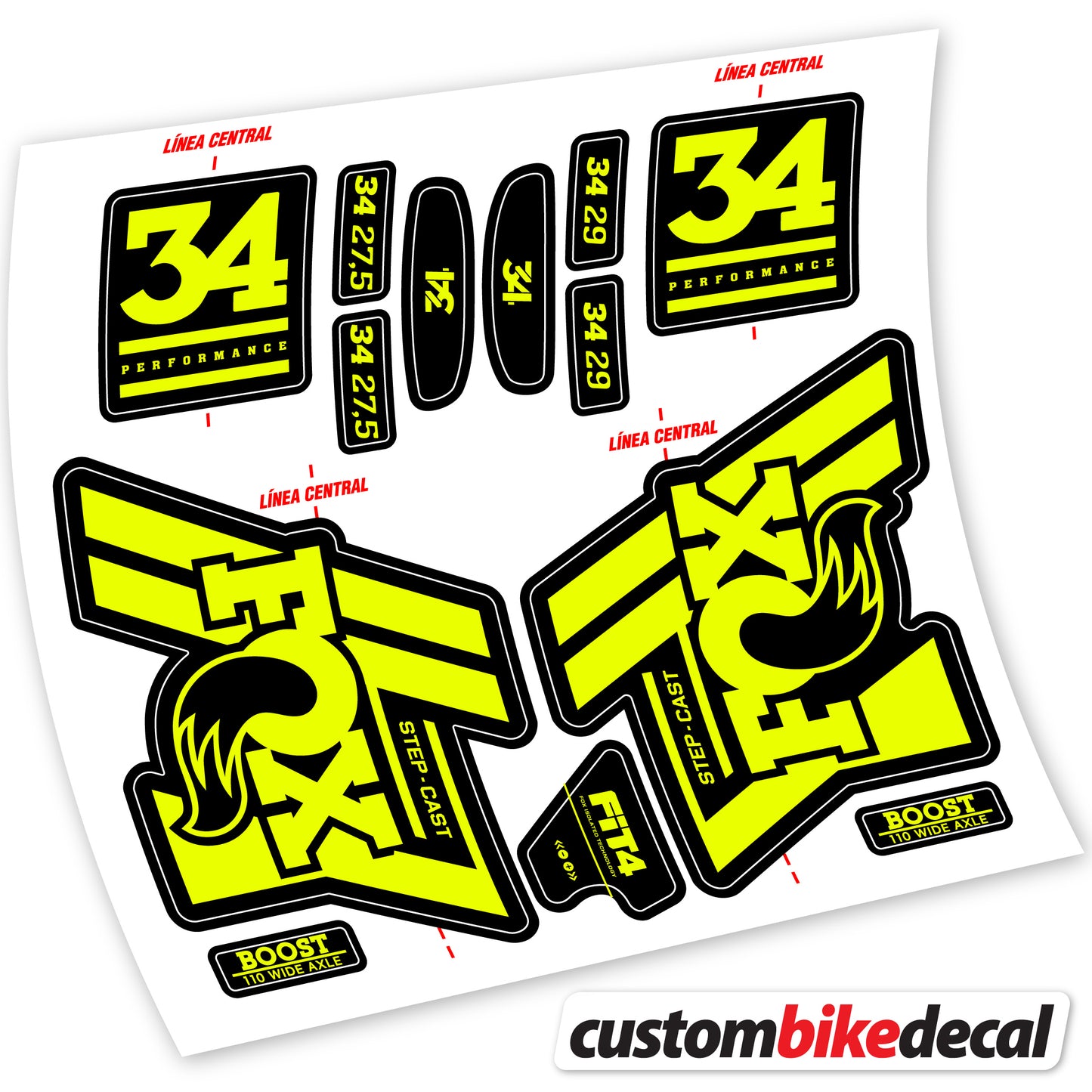 Aufkleber Fox 34 SC Performance 2019, Fahrradgabel Sticker Vinyl