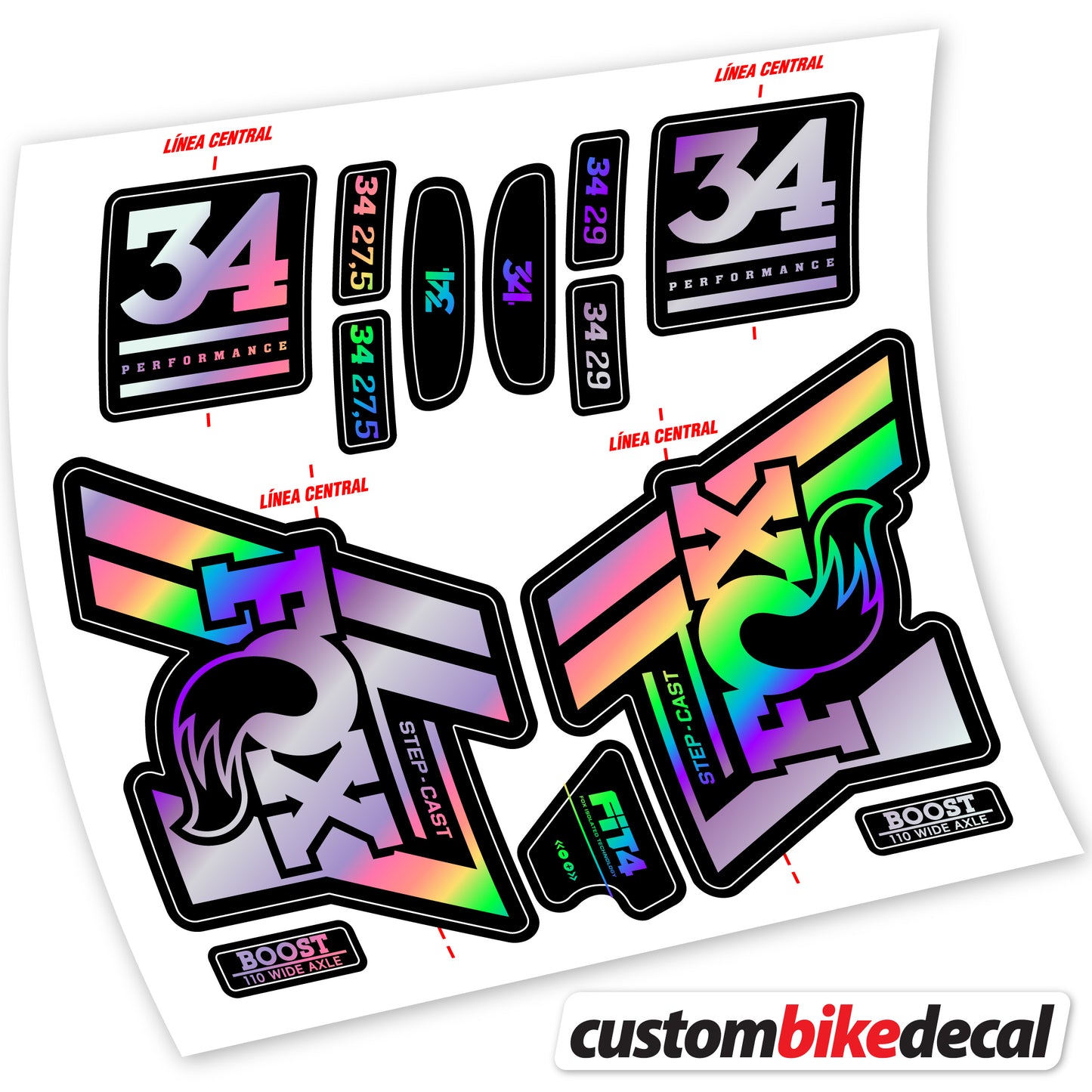 Aufkleber Fox 34 SC Performance 2019, Fahrradgabel Sticker Vinyl