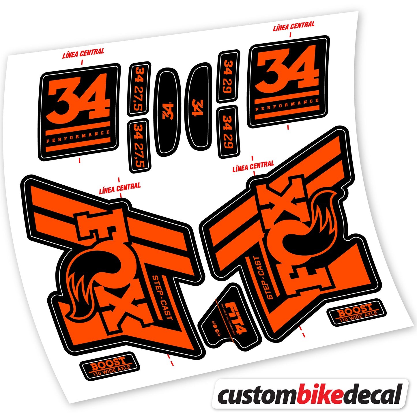 Aufkleber Fox 34 SC Performance 2019, Fahrradgabel Sticker Vinyl