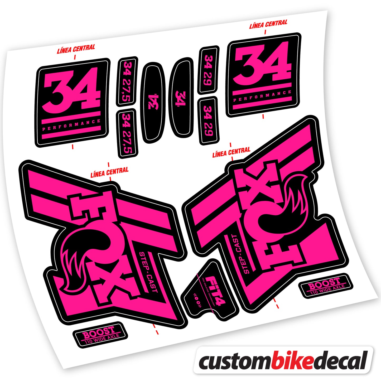 Aufkleber Fox 34 SC Performance 2019, Fahrradgabel Sticker Vinyl