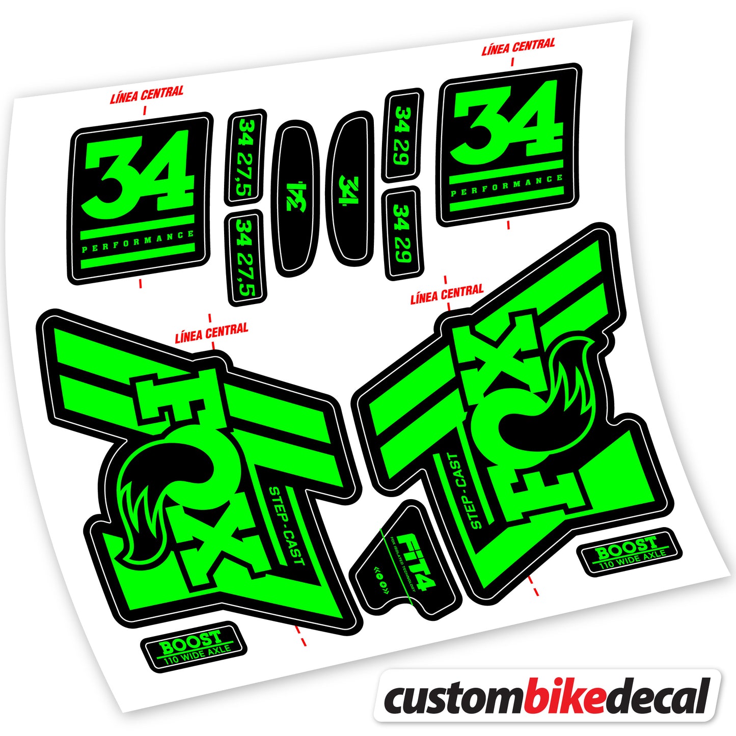 Aufkleber Fox 34 SC Performance 2019, Fahrradgabel Sticker Vinyl