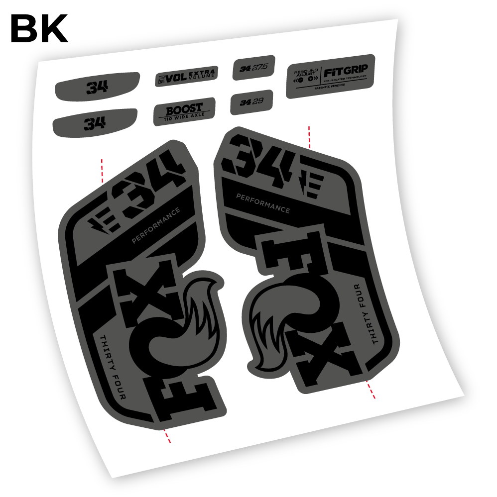 Aufkleber, Adhesivos Fox 34 E-Bike 2021, Fahrradgabel-Aufkleber Vinyl