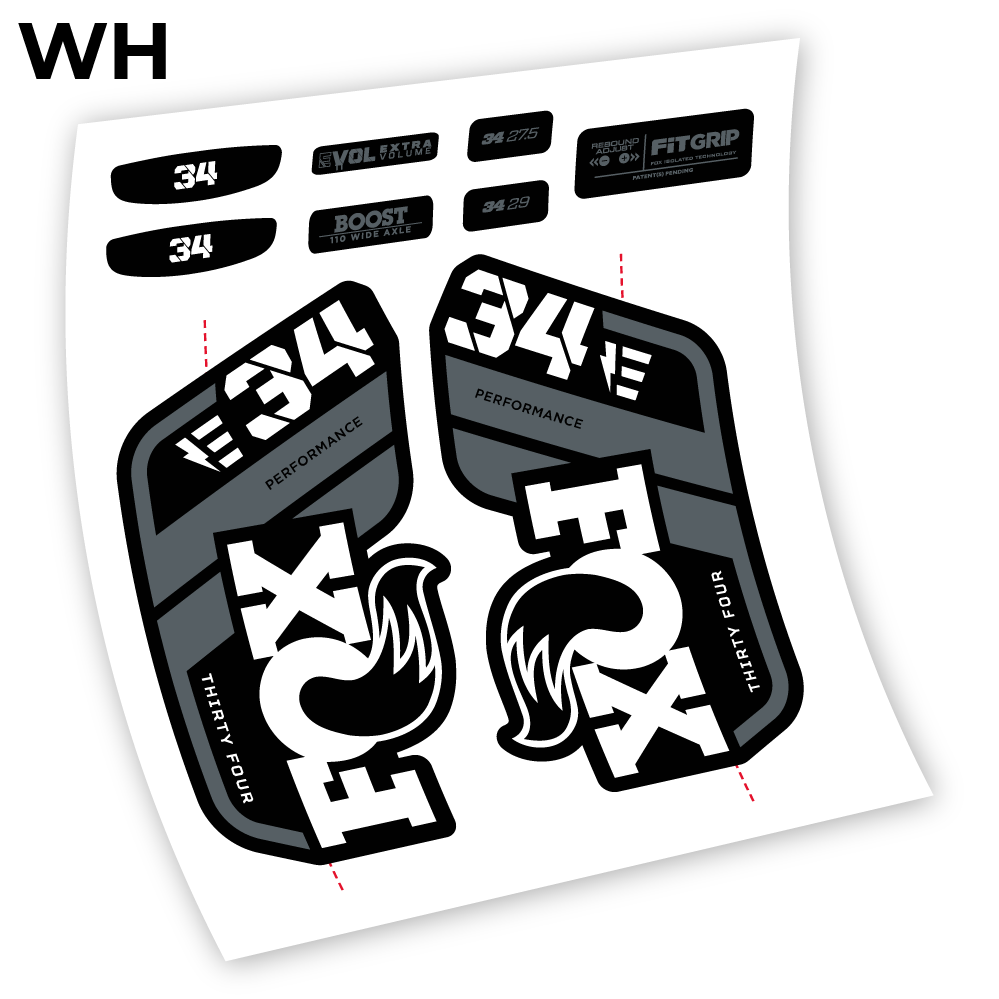 Aufkleber, Adhesivos Fox 34 E-Bike 2021, Fahrradgabel-Aufkleber Vinyl