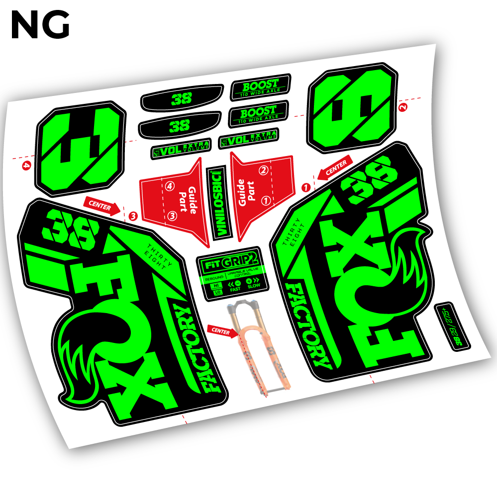 Aufkleber, Fox 38 2021, Fahrradgabel 29 Sticker Vinyl