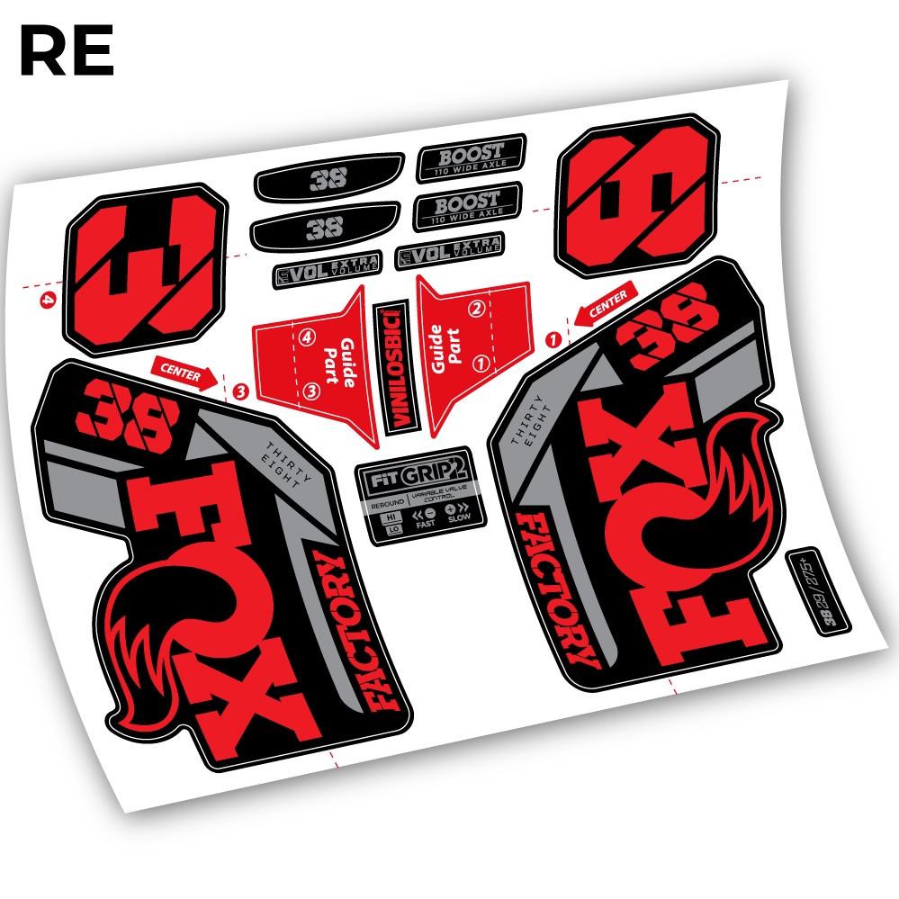 Aufkleber, Fox 38 2021, Fahrradgabel 29 Sticker Vinyl