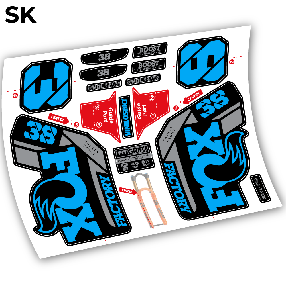 Aufkleber, Fox 38 2021, Fahrradgabel 29 Sticker Vinyl