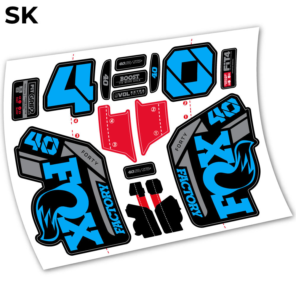 Aufkleber, Adhesivos Fox 40 Factory 2021, Fahrradgabel-Aufkleber Vinyl