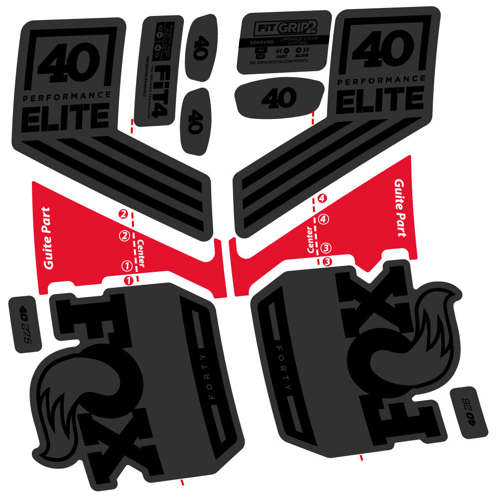 Aufkleber Fox 40 Elite 2019, Fahrradgabel, Sticker Vinyl