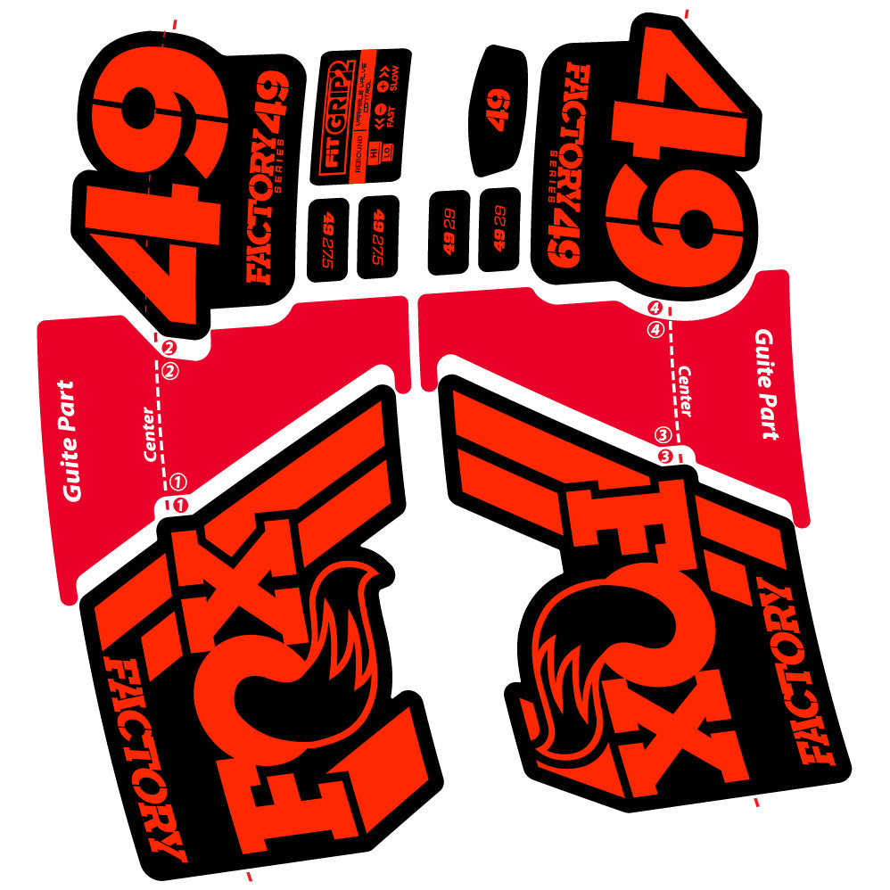 Aufkleber Fox 49 Factory 2019, Fahrradgabel, Sticker Vinyl
