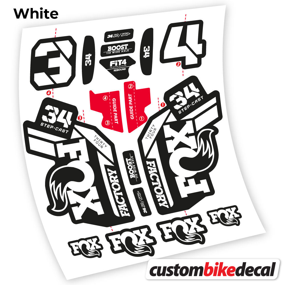 Aufkleber, Fox 34 SC Factory 2021, Fahrradgabel-Aufkleber Vinyl