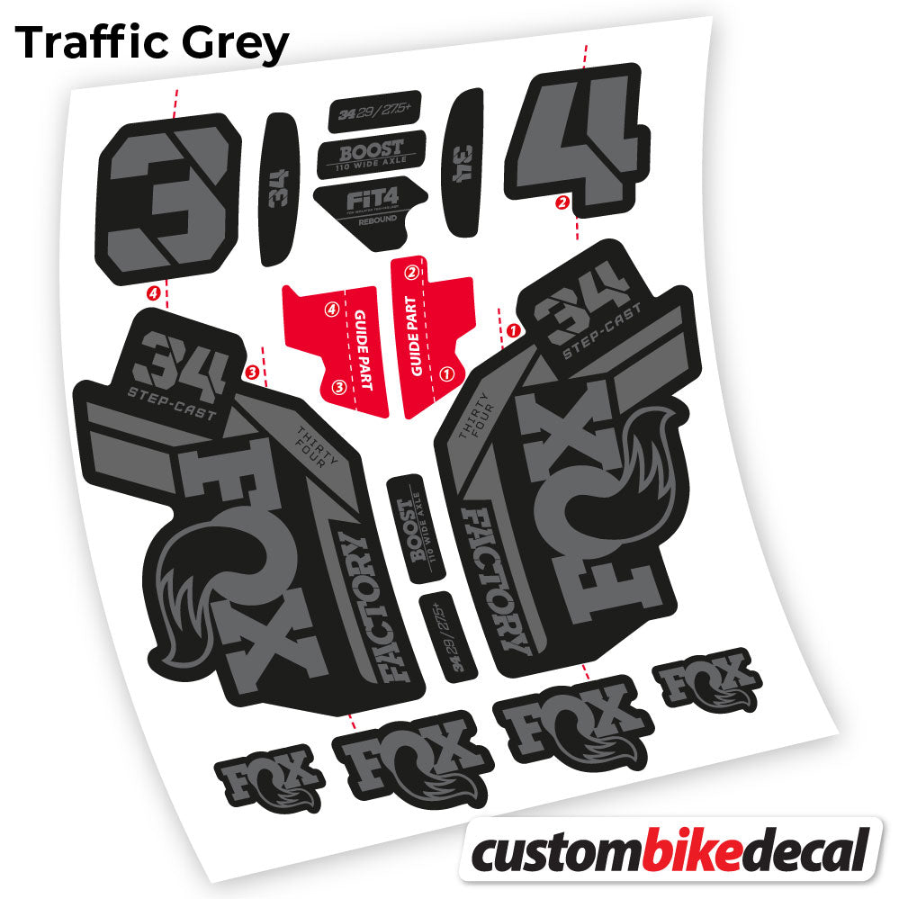 Decal, Fox 34 SC Factory 2021, Fork Sticker Vinyl Graphics Kit