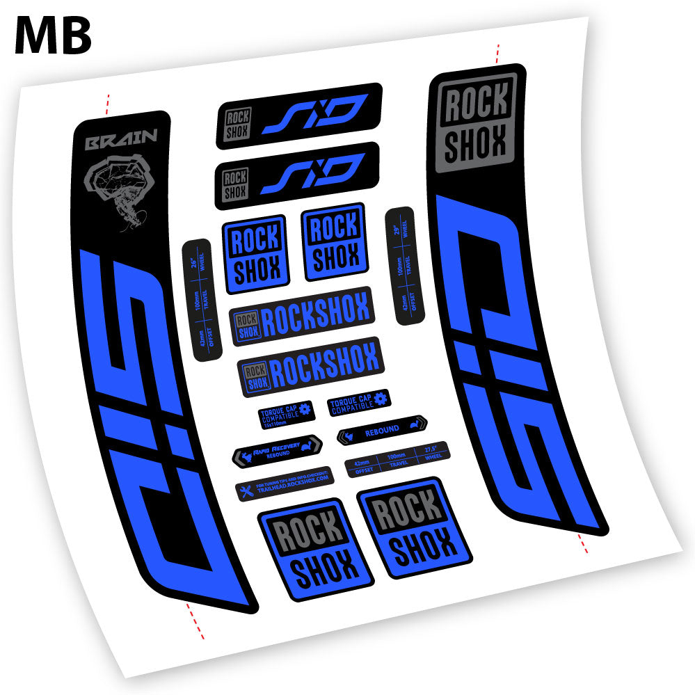 Aufkleber, Rock Shox Sid Brain 2021-2024, Fahrradgabel, Vinyl-Aufkleber