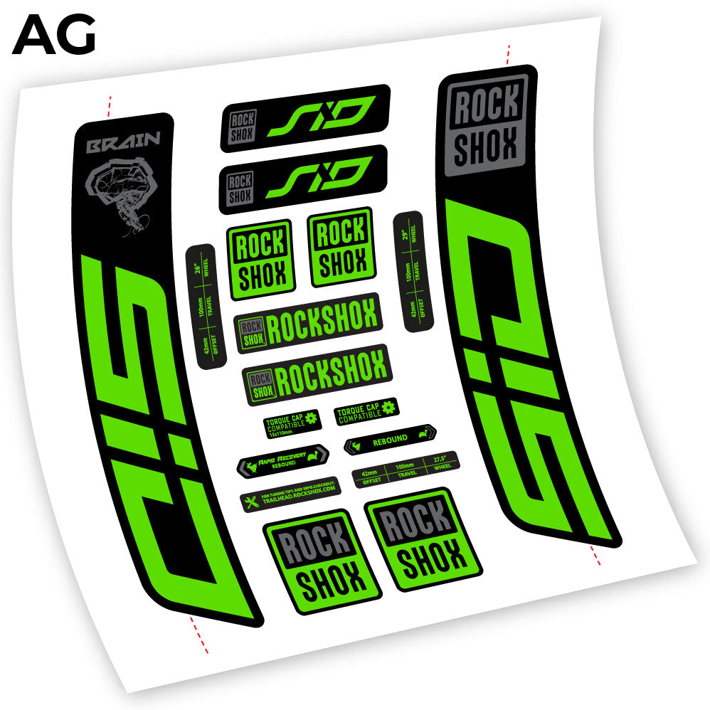 Aufkleber, Rock Shox Sid Brain 2021-2024, Fahrradgabel, Vinyl-Aufkleber