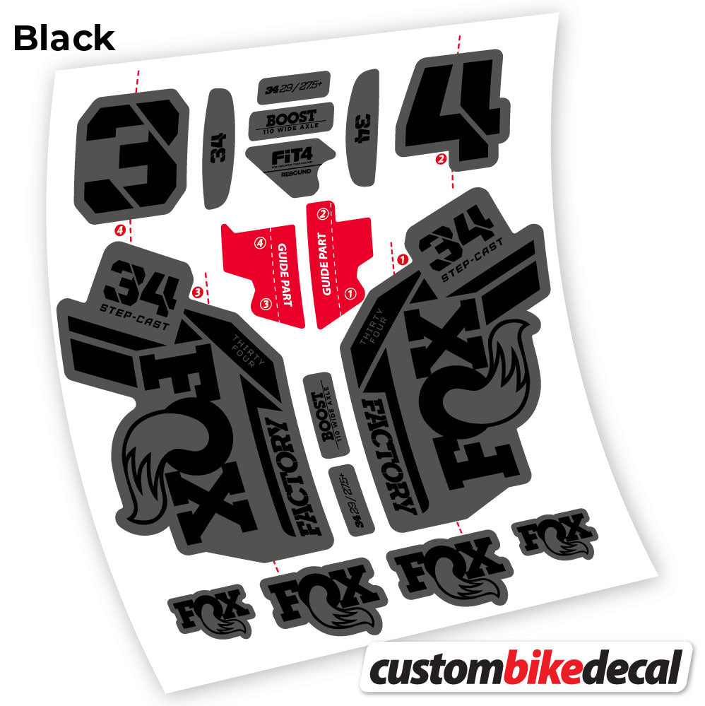 Aufkleber, Fox 34 SC Factory 2021, Fahrradgabel-Aufkleber Vinyl