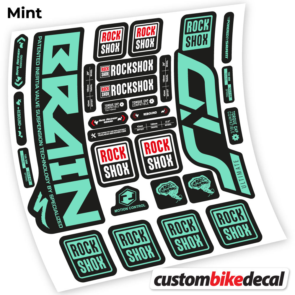 Aufkleber, Rock Shox Sid Brain Ultimate, Fahrradgabel-Aufkleber, Vinyl