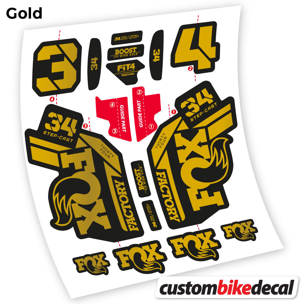 Aufkleber, Fox 34 SC Factory 2021, Fahrradgabel-Aufkleber Vinyl