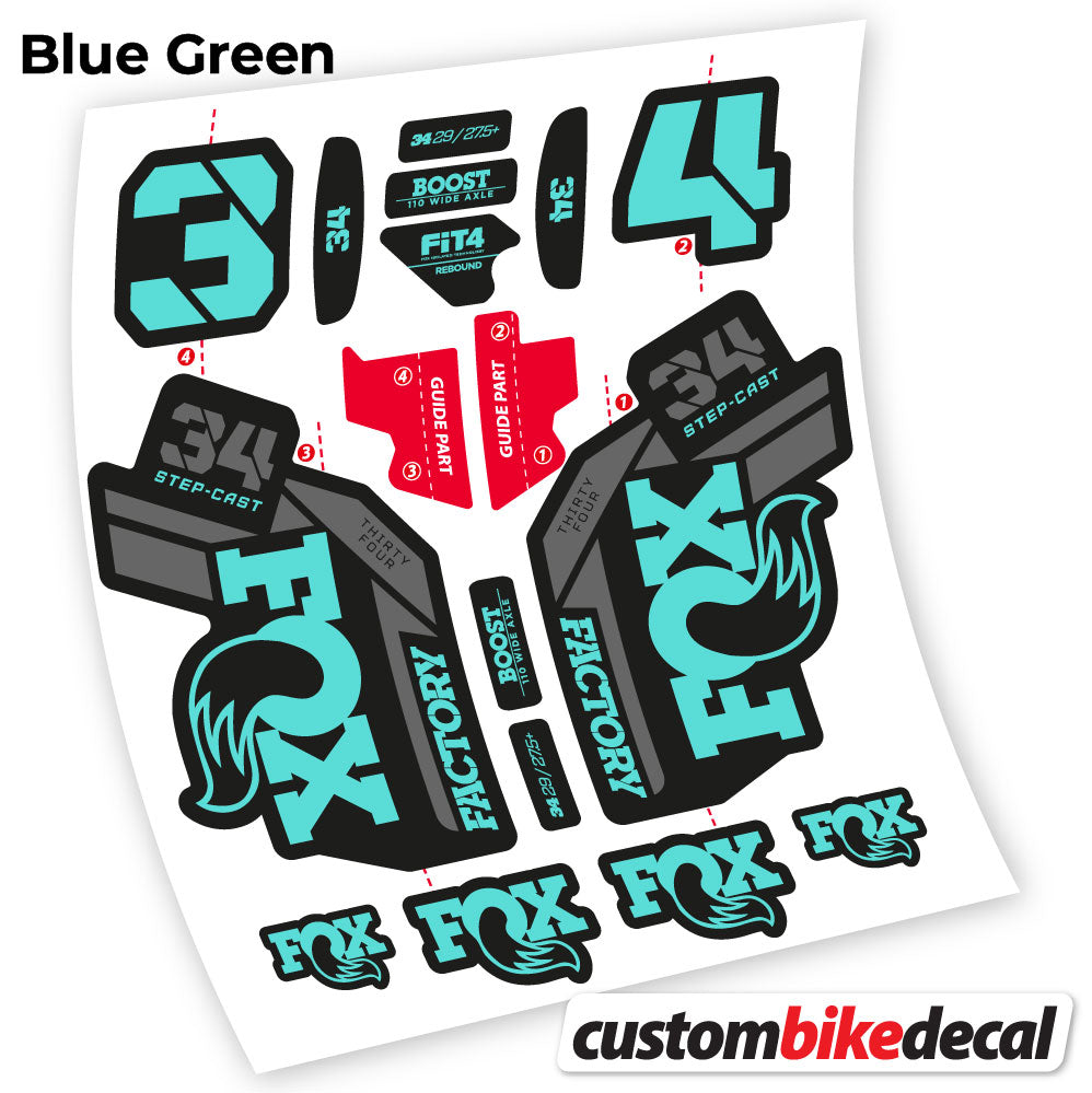 Aufkleber, Fox 34 SC Factory 2021, Fahrradgabel-Aufkleber Vinyl