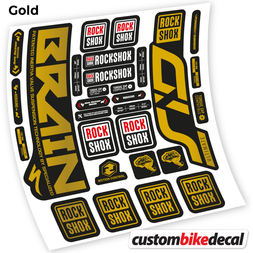 Aufkleber, Rock Shox Sid Brain Ultimate, Fahrradgabel-Aufkleber, Vinyl