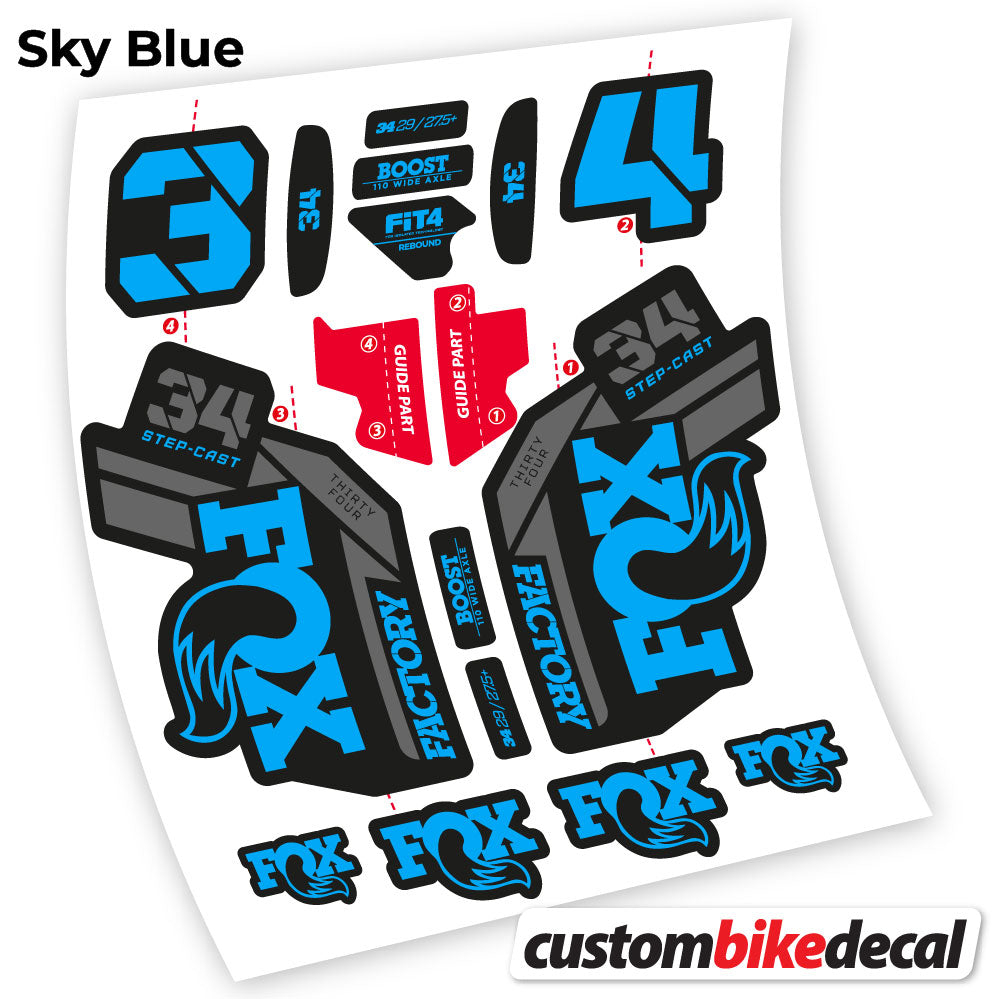 Aufkleber, Fox 34 SC Factory 2021, Fahrradgabel-Aufkleber Vinyl