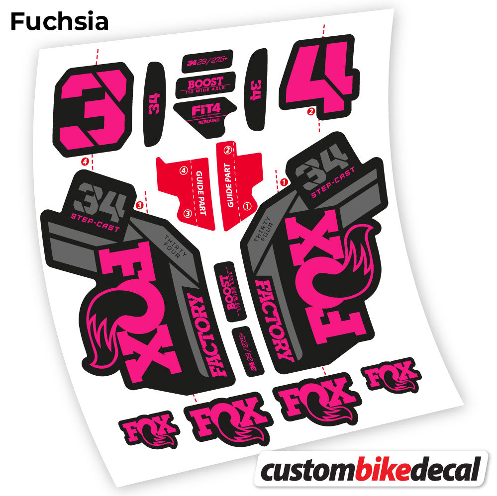 Aufkleber, Fox 34 SC Factory 2021, Fahrradgabel-Aufkleber Vinyl