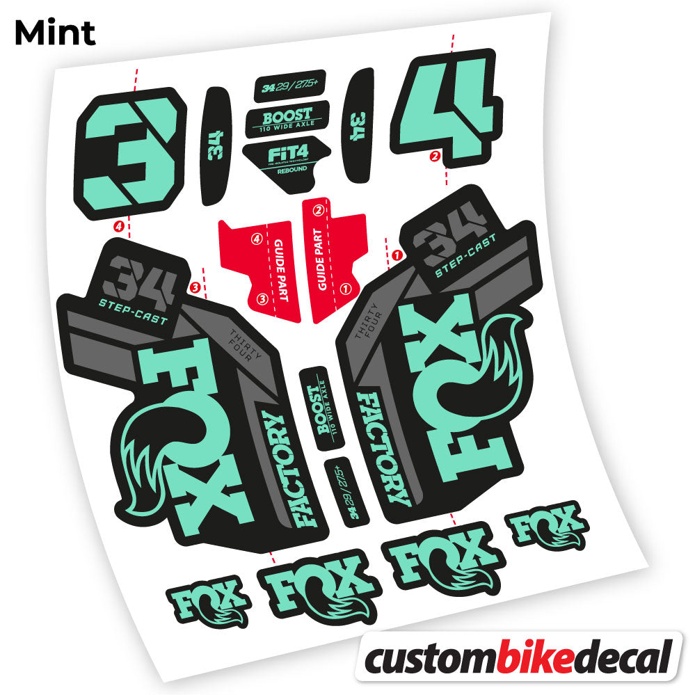 Aufkleber, Fox 34 SC Factory 2021, Fahrradgabel-Aufkleber Vinyl