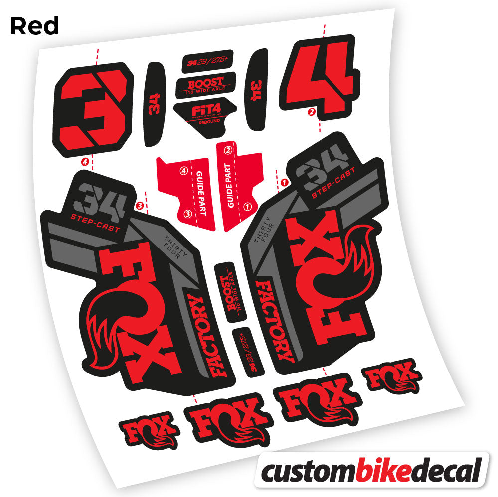 Aufkleber, Fox 34 SC Factory 2021, Fahrradgabel-Aufkleber Vinyl