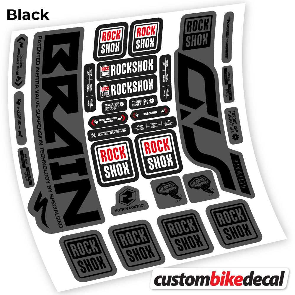 Aufkleber, Rock Shox Sid Brain Ultimate, Fahrradgabel-Aufkleber, Vinyl