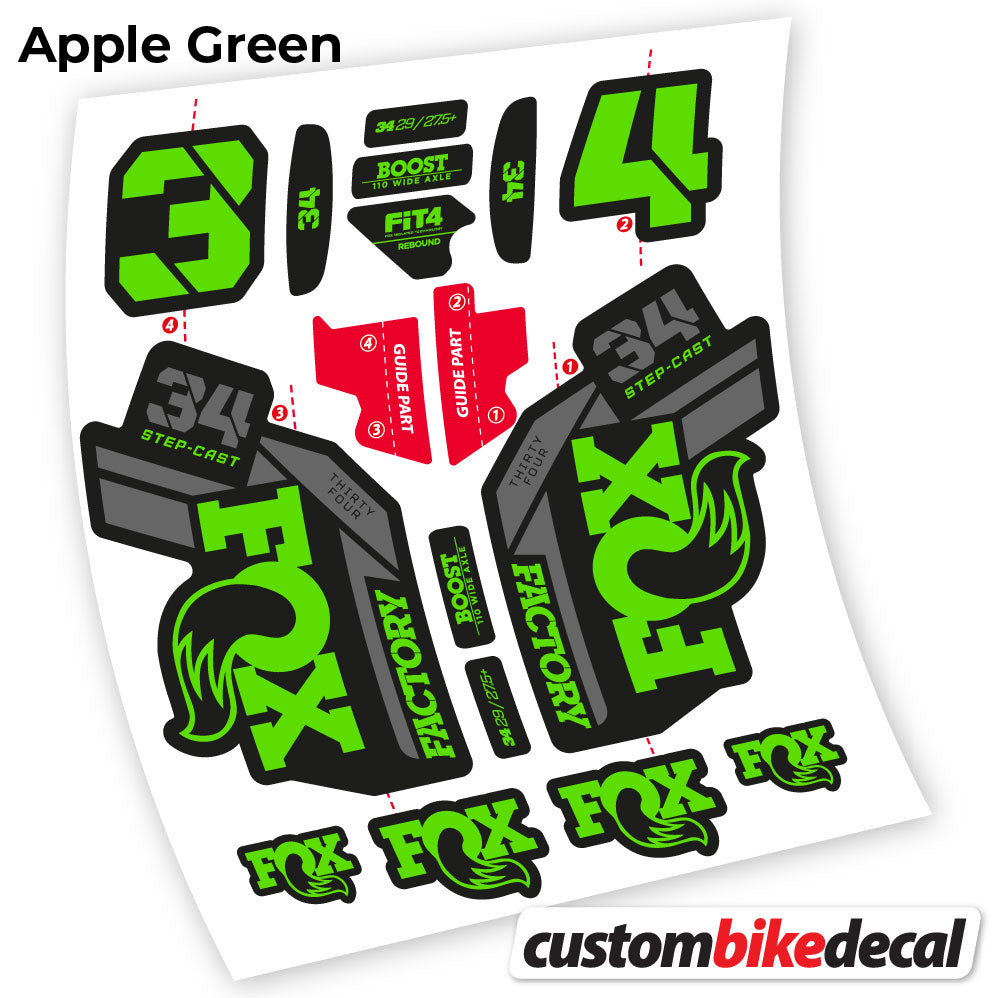 Aufkleber, Fox 34 SC Factory 2021, Fahrradgabel-Aufkleber Vinyl