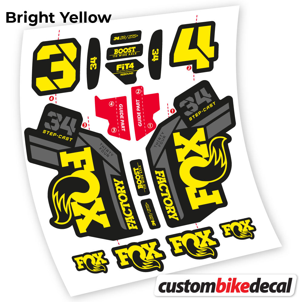 Aufkleber, Fox 34 SC Factory 2021, Fahrradgabel-Aufkleber Vinyl