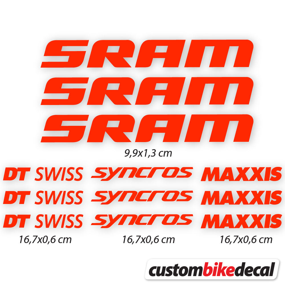 Aufkleber, Sram DT Swiss Syncross Maxxis, Fahrradrahmenaufkleber Vinyl